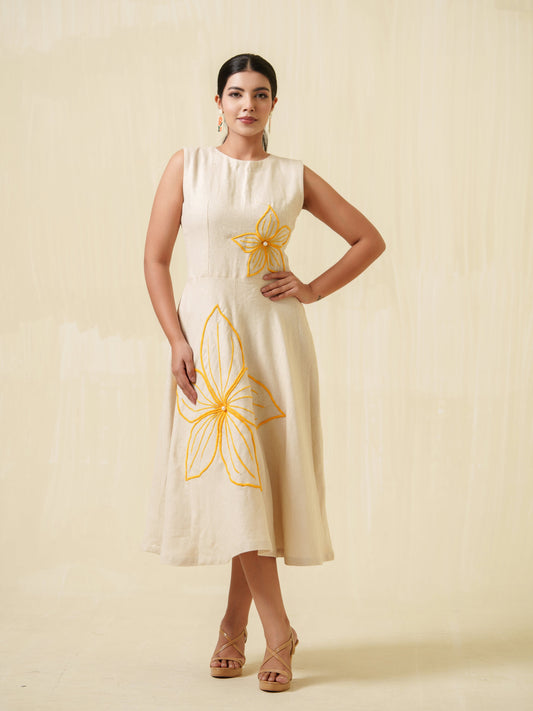 Manya yellow embroidered dress
