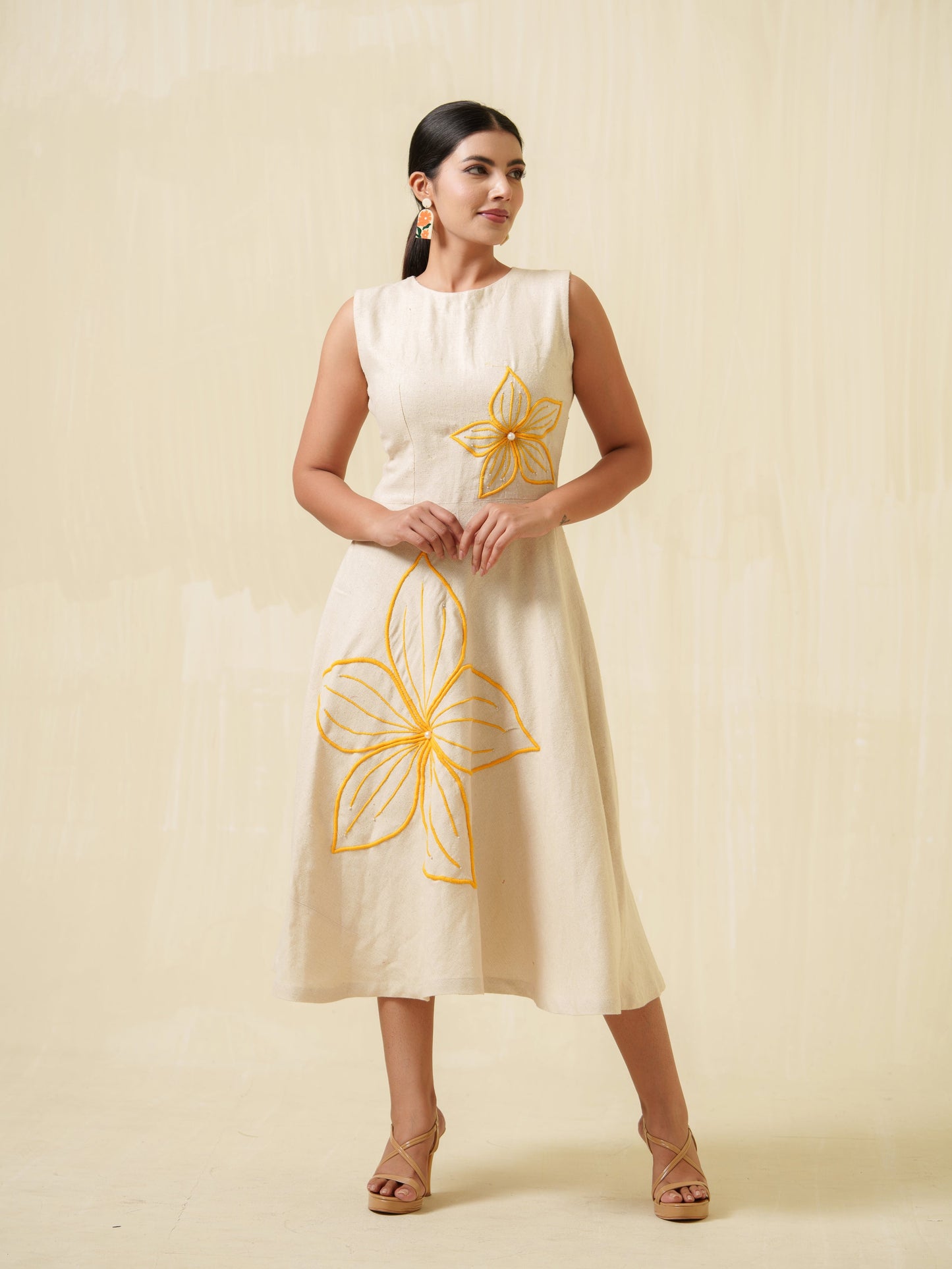 Manya yellow embroidered dress