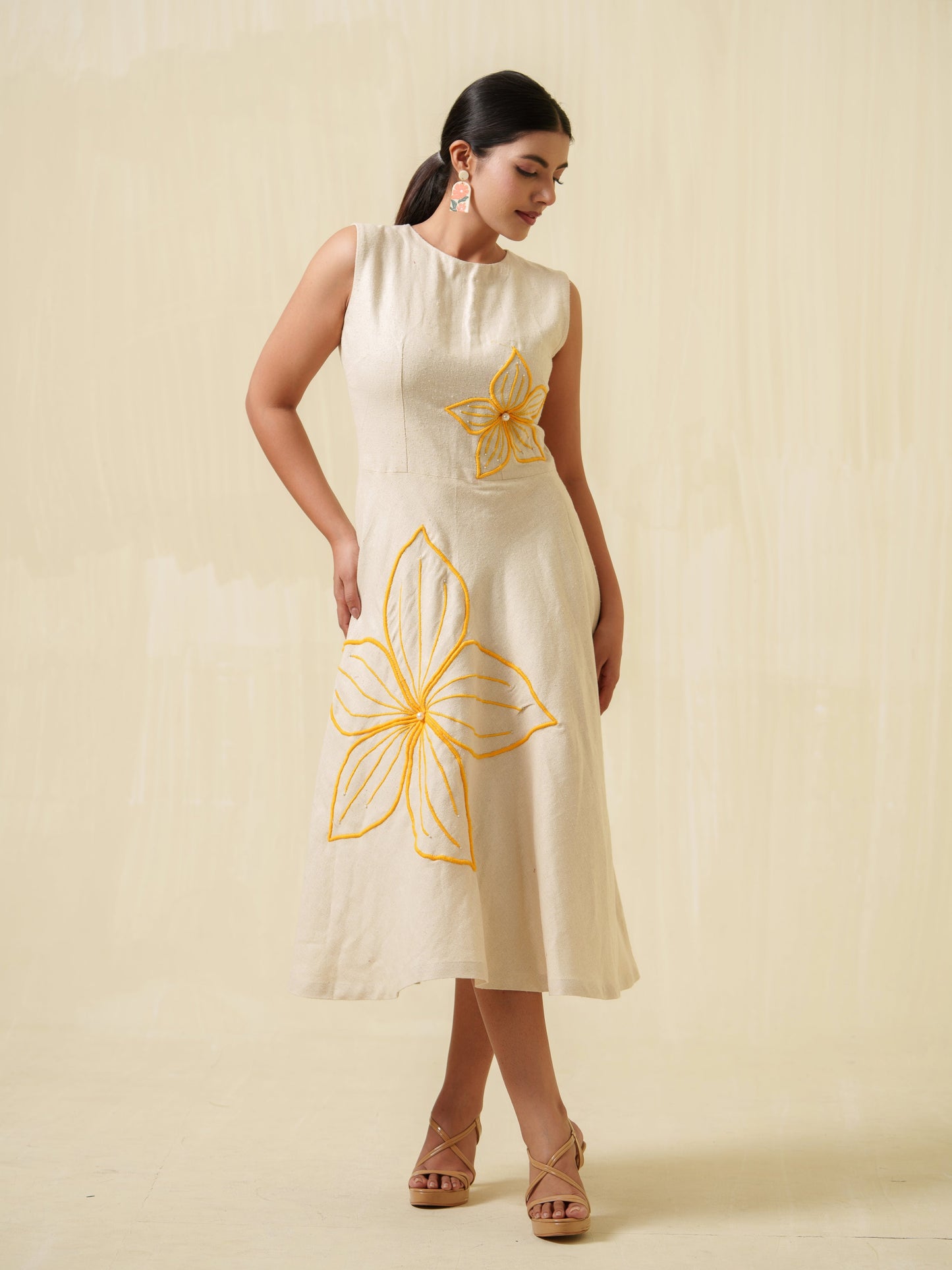 Manya yellow embroidered dress