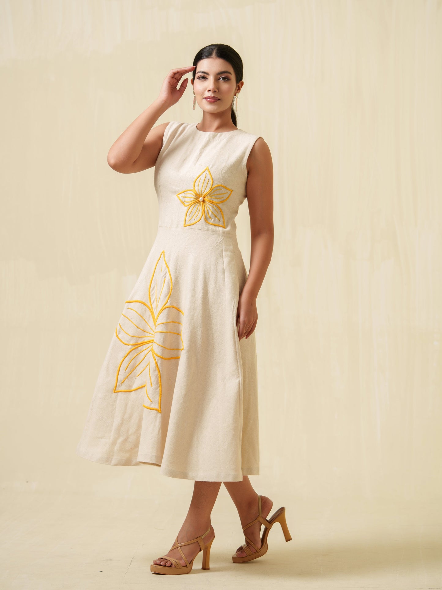 Manya yellow embroidered dress